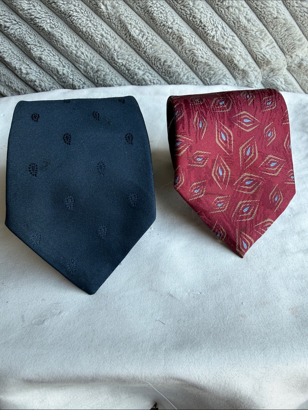 Vintage Lilly Dache Navy Paisley and Burgundy Pattern Men's Ties - Set of 2